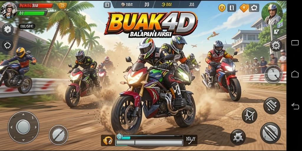 Tampilan screenshot BUAH4D menunjukkan aksi balapan motor yang mendebarkan.